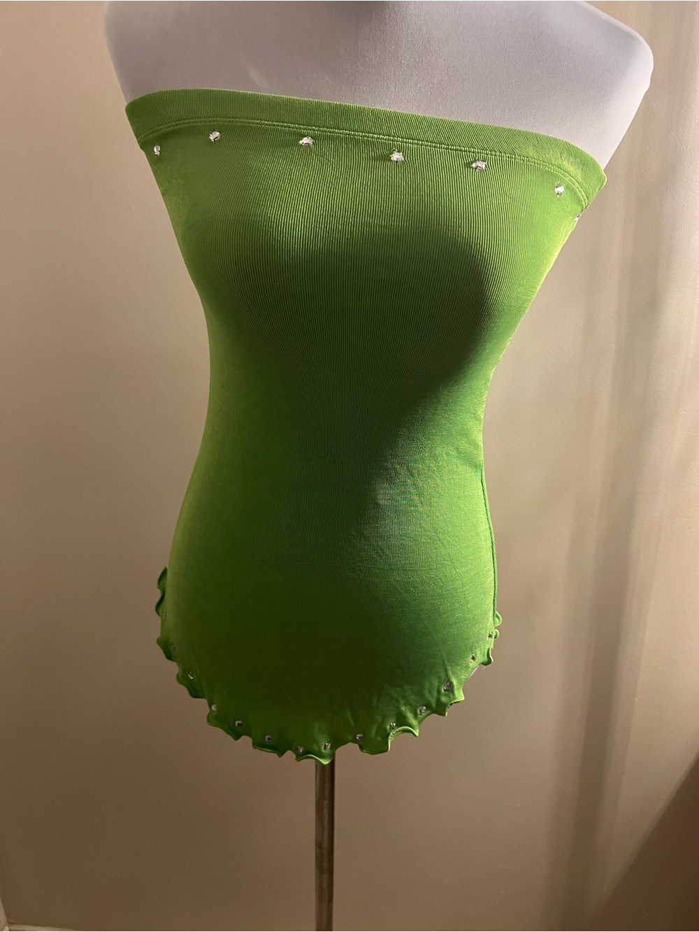Zuliana Lime Green Strapless Bandeau with Embellished Trim